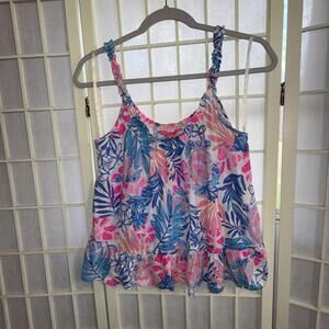 Lilly Pulitzer Loro Preppy Floral Beach Designer Blouse‎ Tank Top Women’s Small